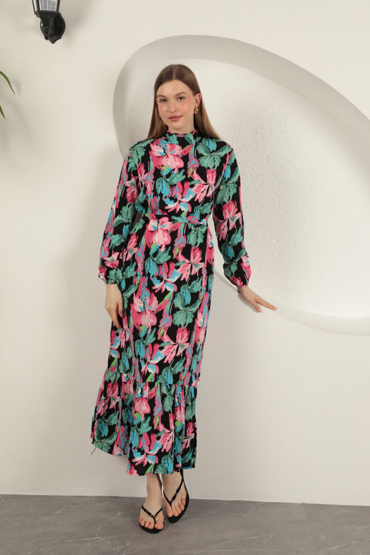 KKT Viscose Fabric Patterned Dress-Fuchsia - Rochester