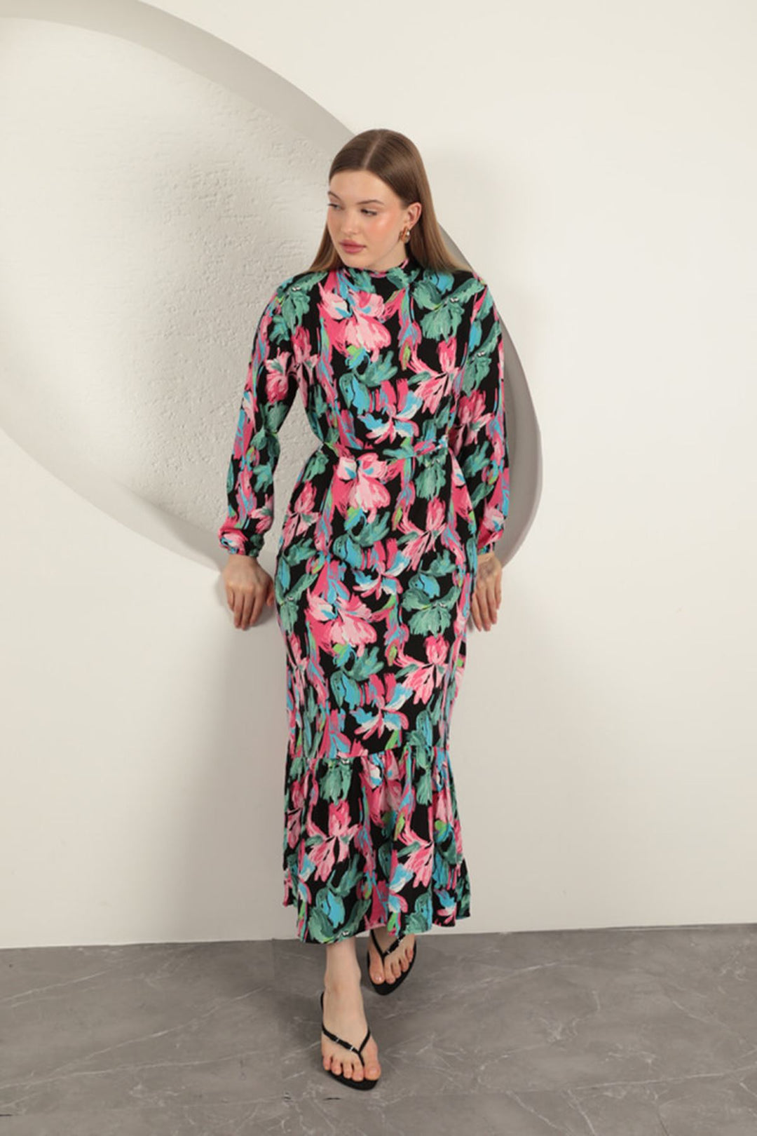 KKT Viscose Fabric Patterned Dress-Fuchsia - Rochester