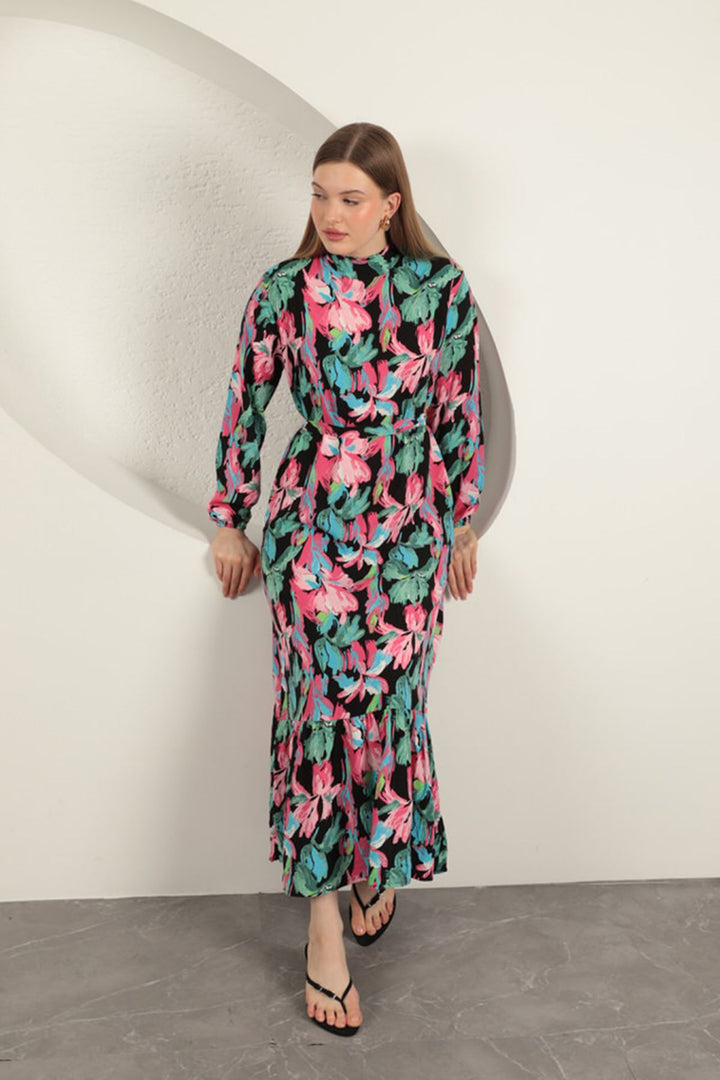 KKT Viscose Fabric Patterned Dress-Fuchsia - Rochester