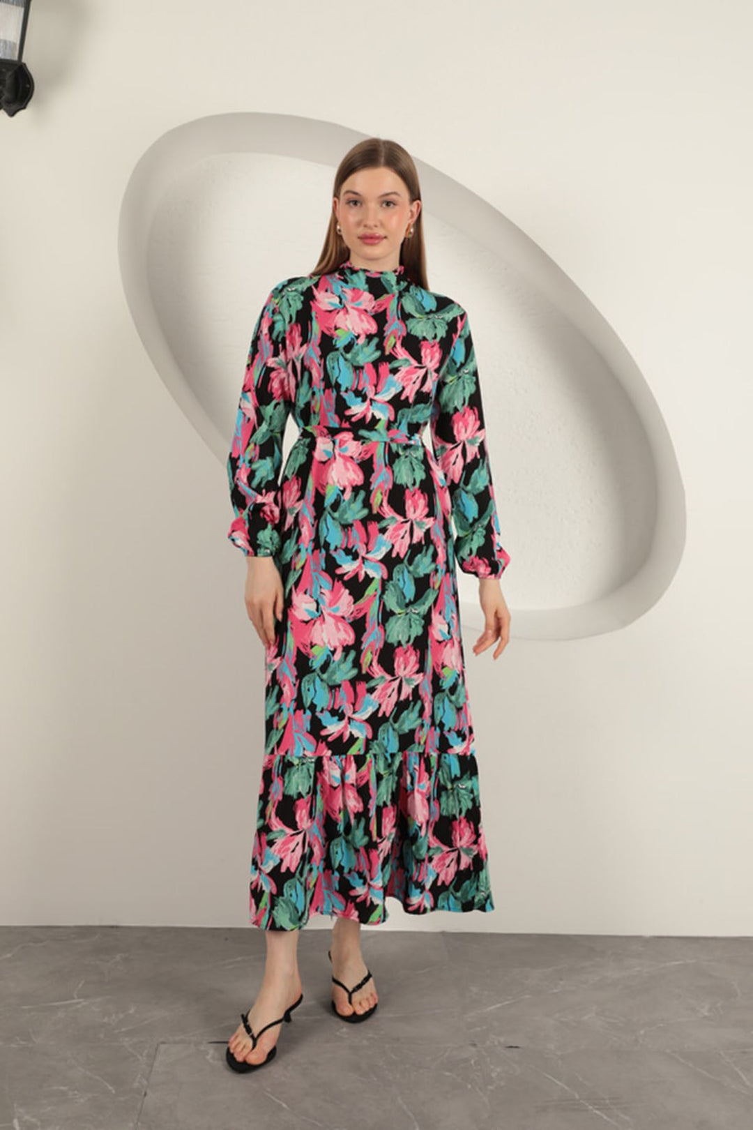 KKT Viscose Fabric Patterned Dress-Fuchsia - Rochester