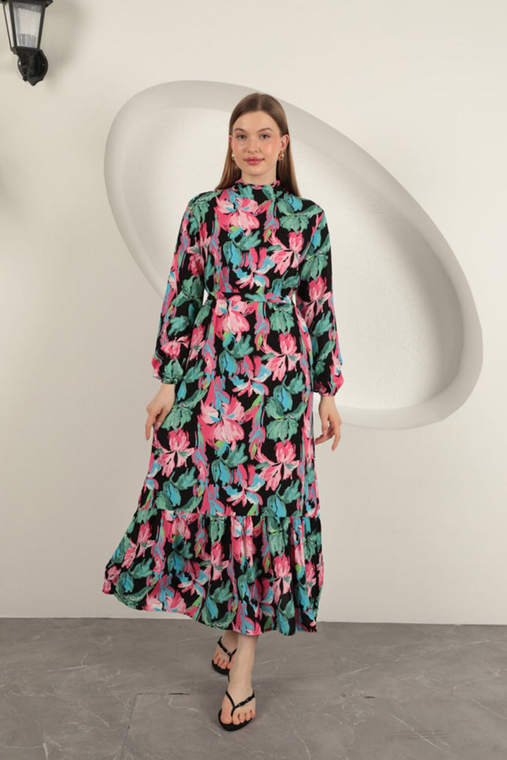 KKT Viscose Fabric Patterned Dress-Fuchsia - Rochester