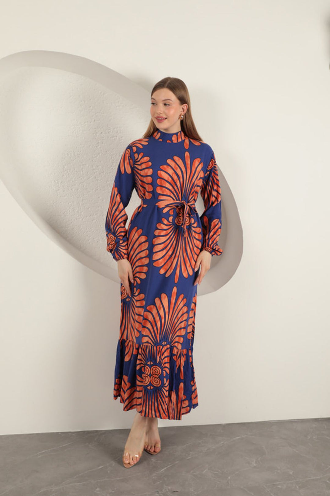 KKT Viscose Fabric Elastic Sleeve Dress-Purple - Florence