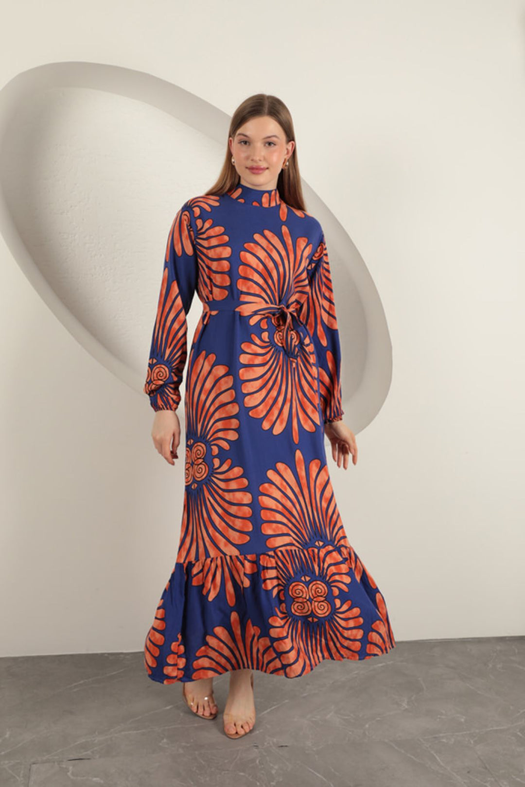 KKT Viscose Fabric Elastic Sleeve Dress-Purple - Florence