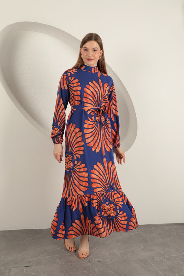 KKT Viscose Fabric Elastic Sleeve Dress-Purple - Florence