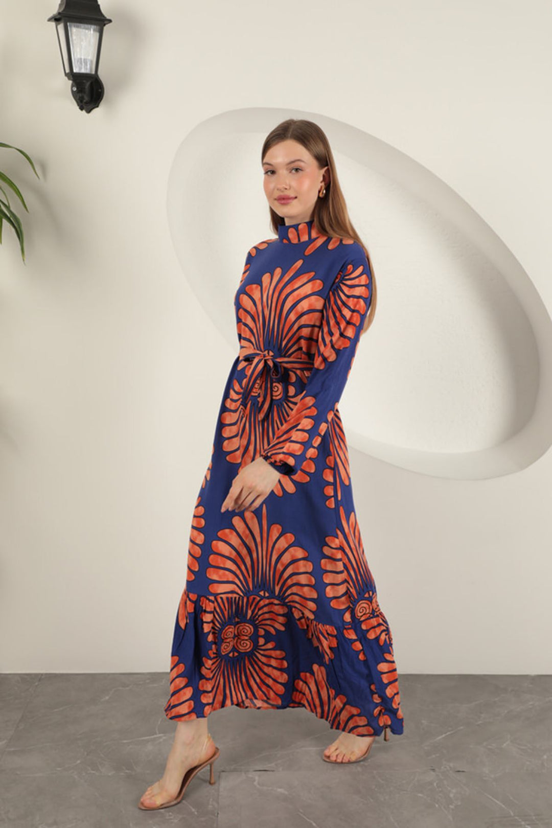 KKT Viscose Fabric Elastic Sleeve Dress-Purple - Florence