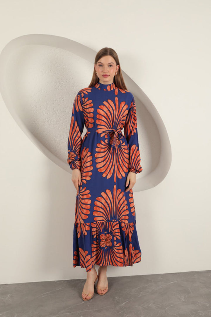 KKT Viscose Fabric Elastic Sleeve Dress-Purple - Florence
