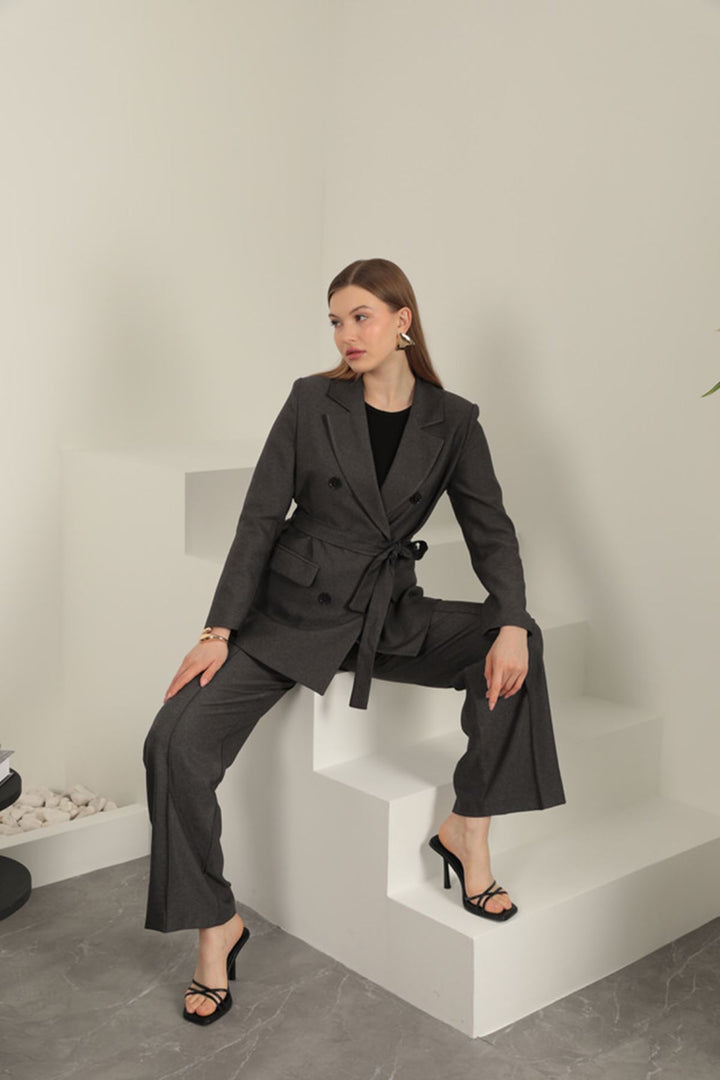 KKT Polyviscon Fabric Women's Suit-Anthracite - Assen