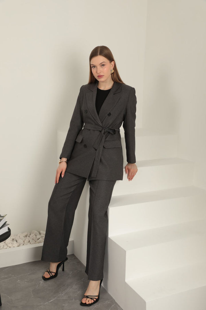 KKT Polyviscon Fabric Women's Suit-Anthracite - Assen