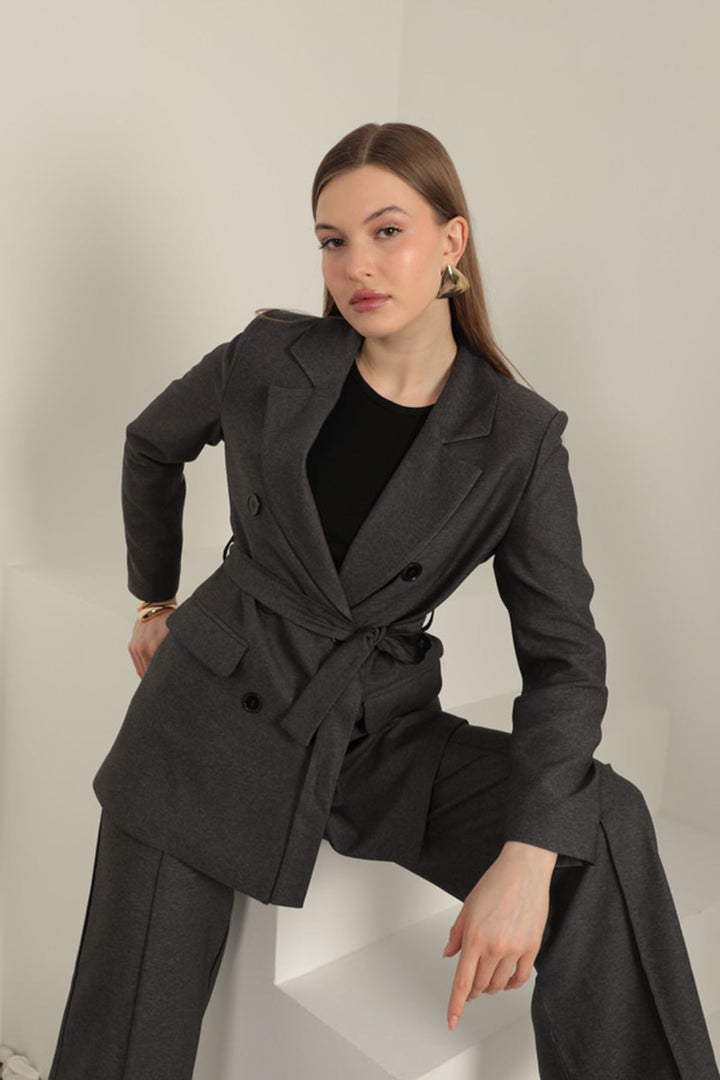 KKT Polyviscon Fabric Women's Suit-Anthracite - Assen
