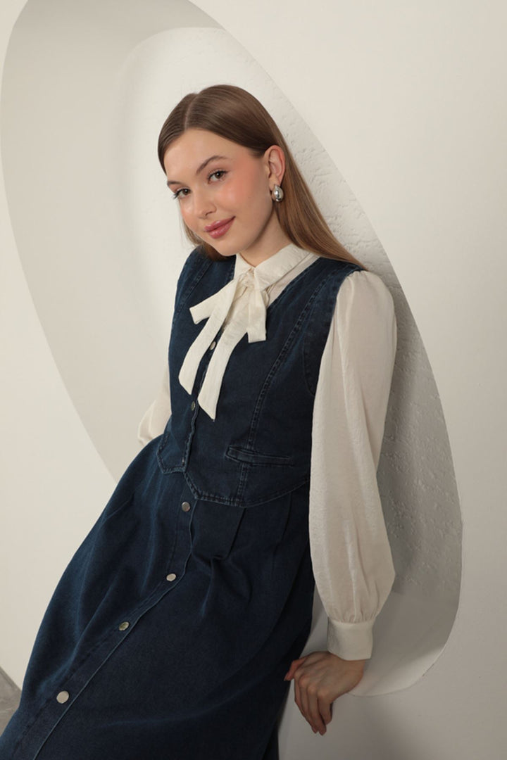 KKT Denim Fabric Vest Suit-Dark Blue - Chenalhó