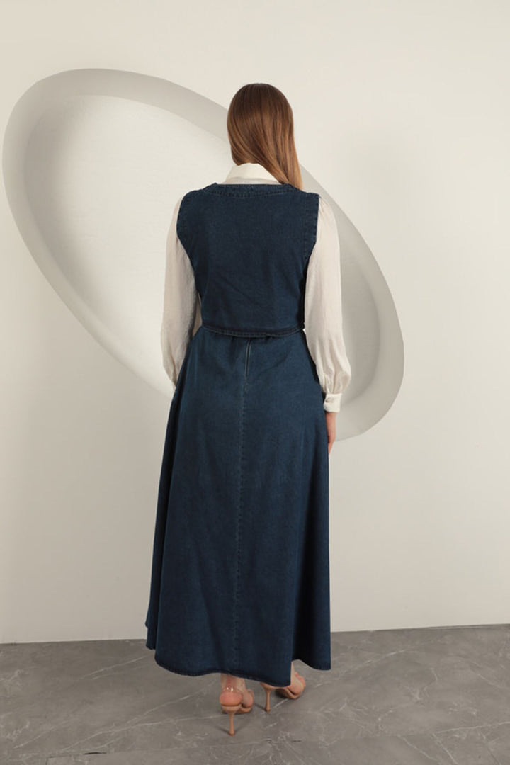 KKT Denim Fabric Vest Suit-Dark Blue - Chenalhó
