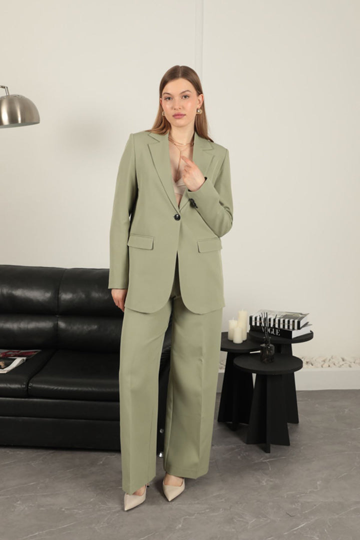 KKT Striped Polyviscon Fabric Women's Suit-Beige - Oxford