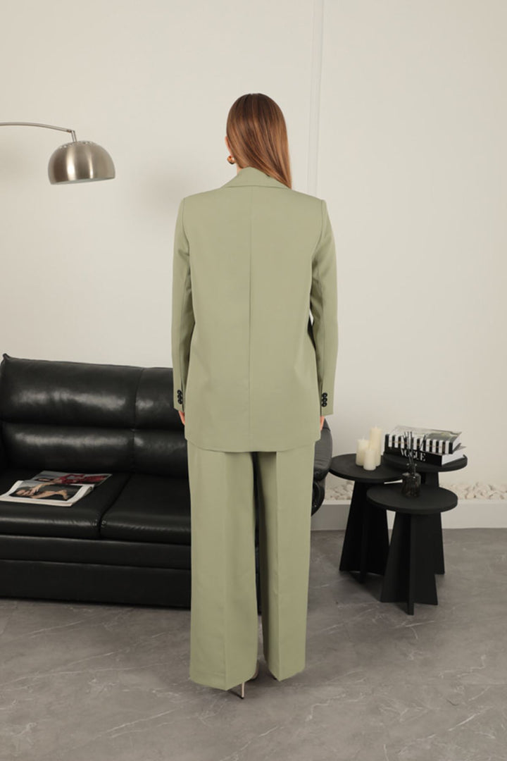KKT Striped Polyviscon Fabric Women's Suit-Beige - Oxford