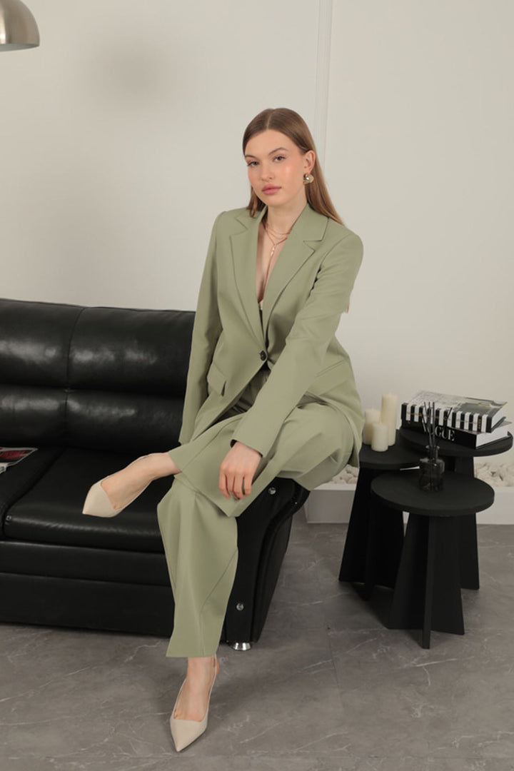 KKT Striped Polyviscon Fabric Women's Suit-Beige - Oxford