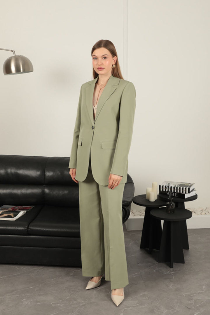 KKT Striped Polyviscon Fabric Women's Suit-Beige - Oxford