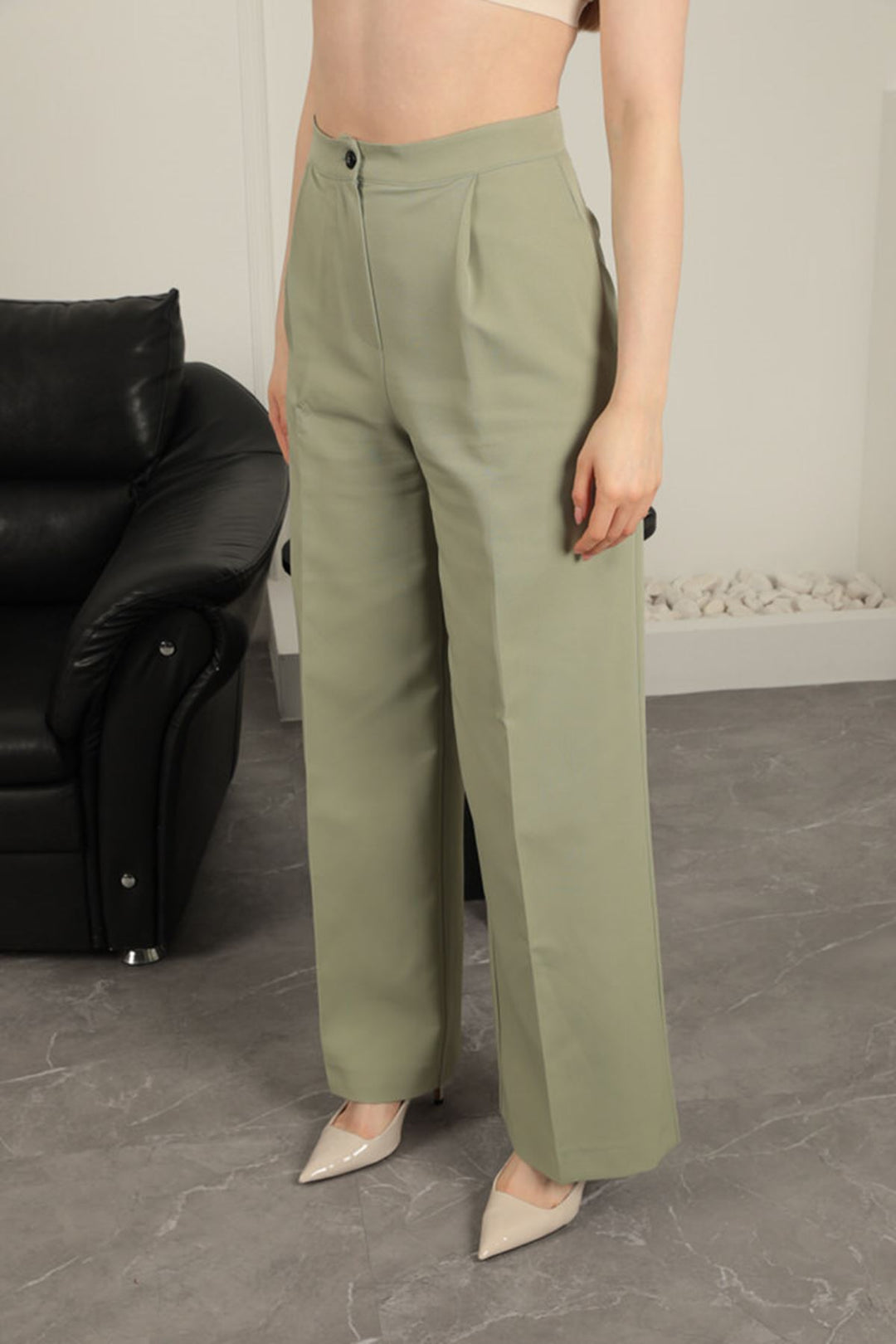 KKT Atlas Fabric Women's Palazzo Trousers-Çağla - Cagnes-sur-Mer