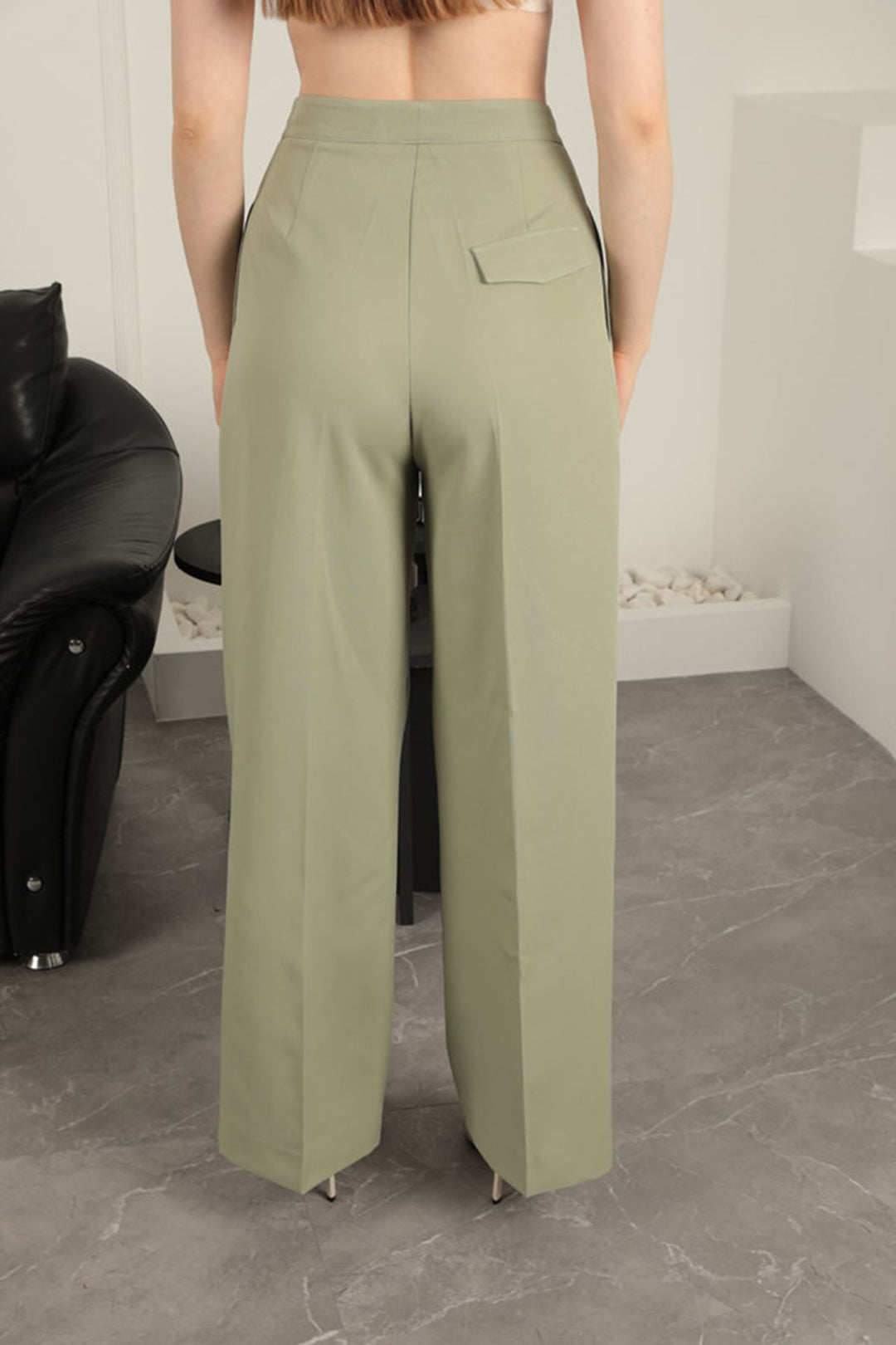 KKT Atlas Fabric Women's Palazzo Trousers-Çağla - Cagnes-sur-Mer