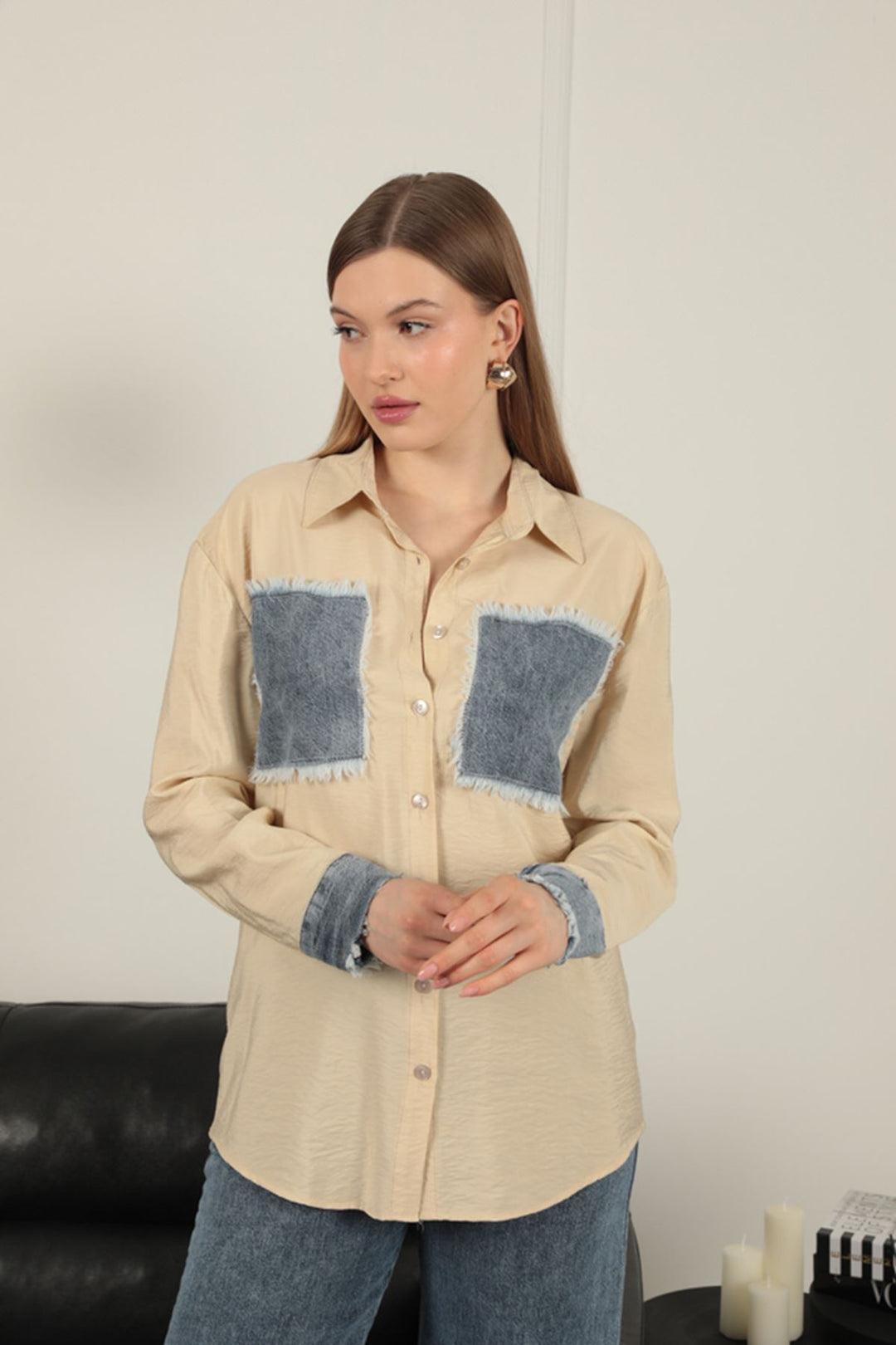 KKT Garnished Pocket Witty Beige Women's Suit - Svyetlahorsk
