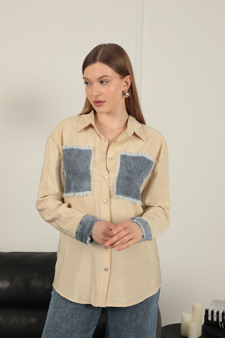 KKT Garnished Pocket Witty Beige Women's Suit - Svyetlahorsk