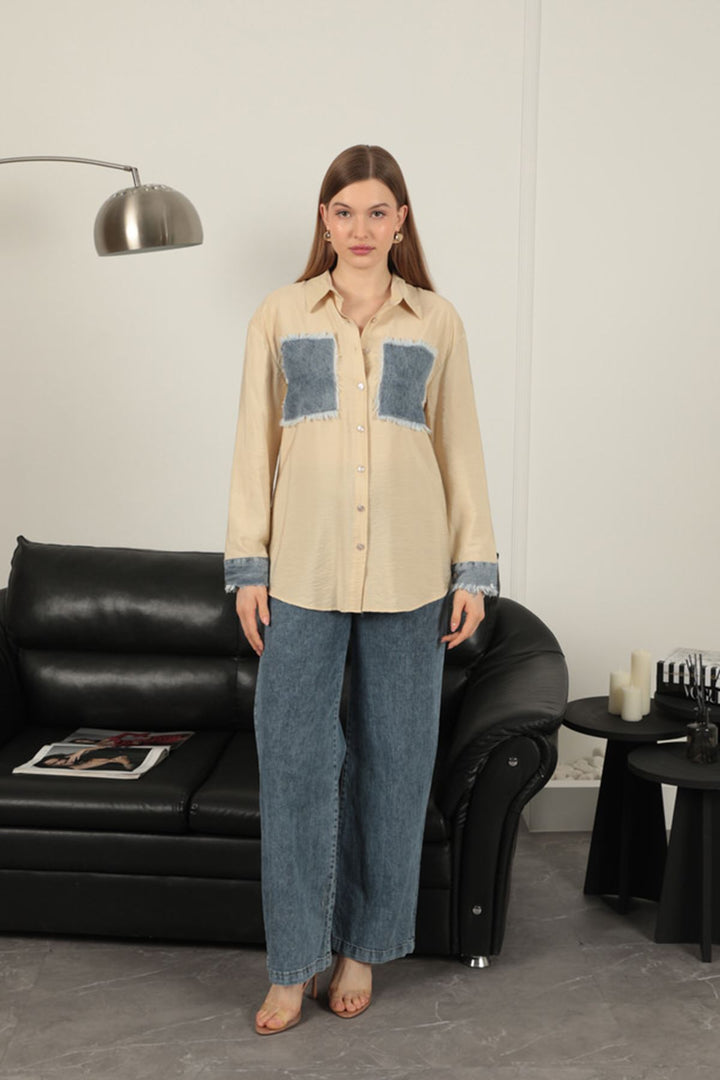 KKT Garnished Pocket Witty Beige Women's Suit - Svyetlahorsk