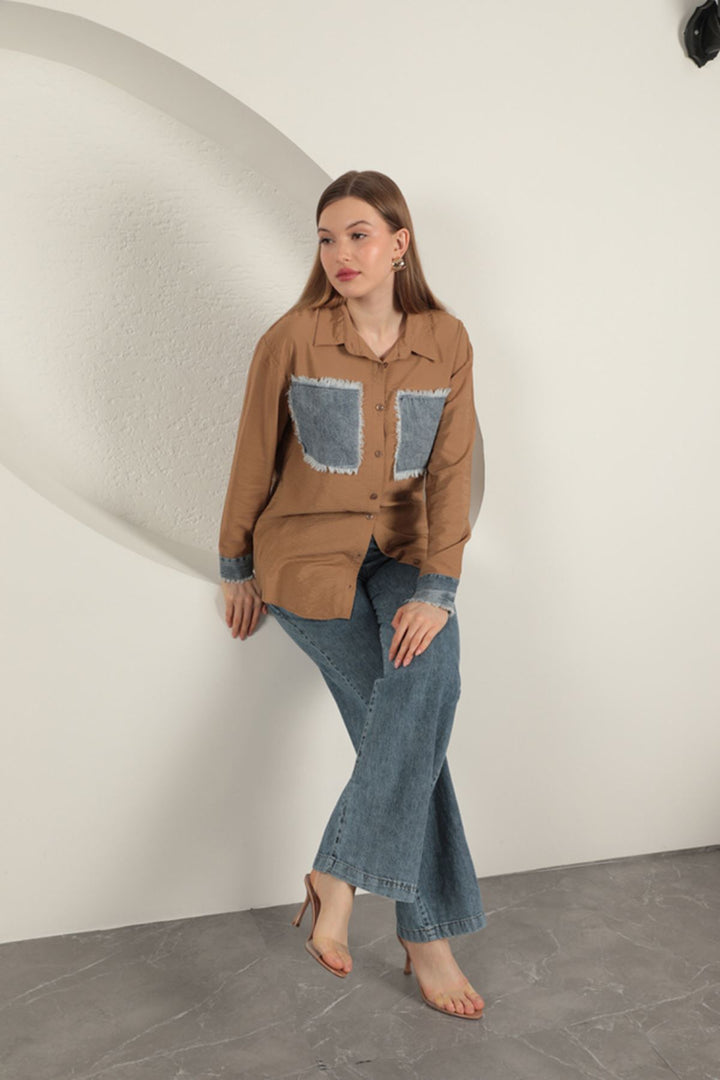 KKT Garnished Pocket Witty Tan Women's Suit - Cosamaloapan