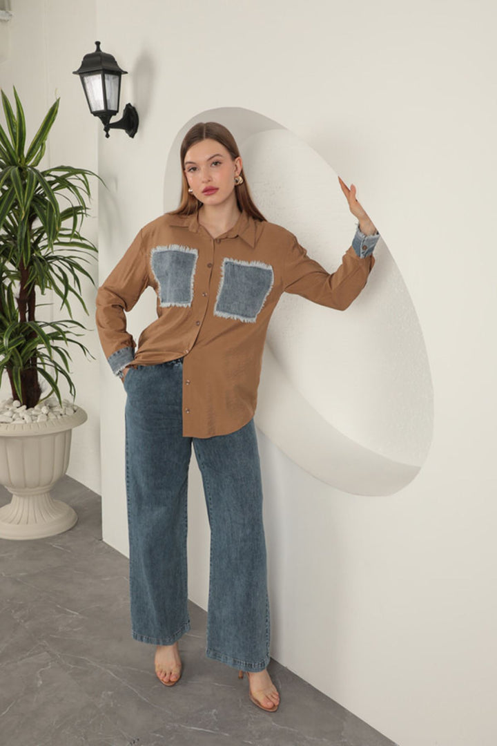 KKT Garnished Pocket Witty Tan Women's Suit - Cosamaloapan