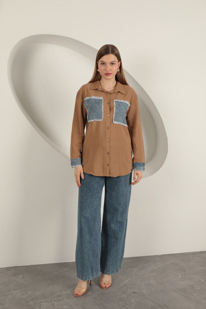 KKT Garnished Pocket Witty Tan Women's Suit - Cosamaloapan