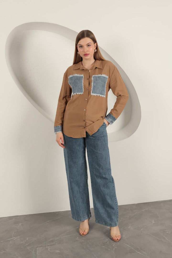 KKT Garnished Pocket Witty Tan Women's Suit - Cosamaloapan