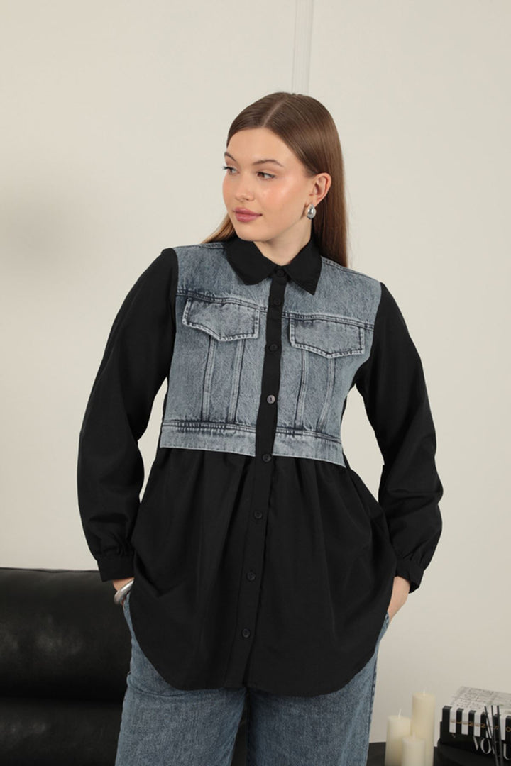 KKT Poplin Fabric Black Women's Shirt - Boston