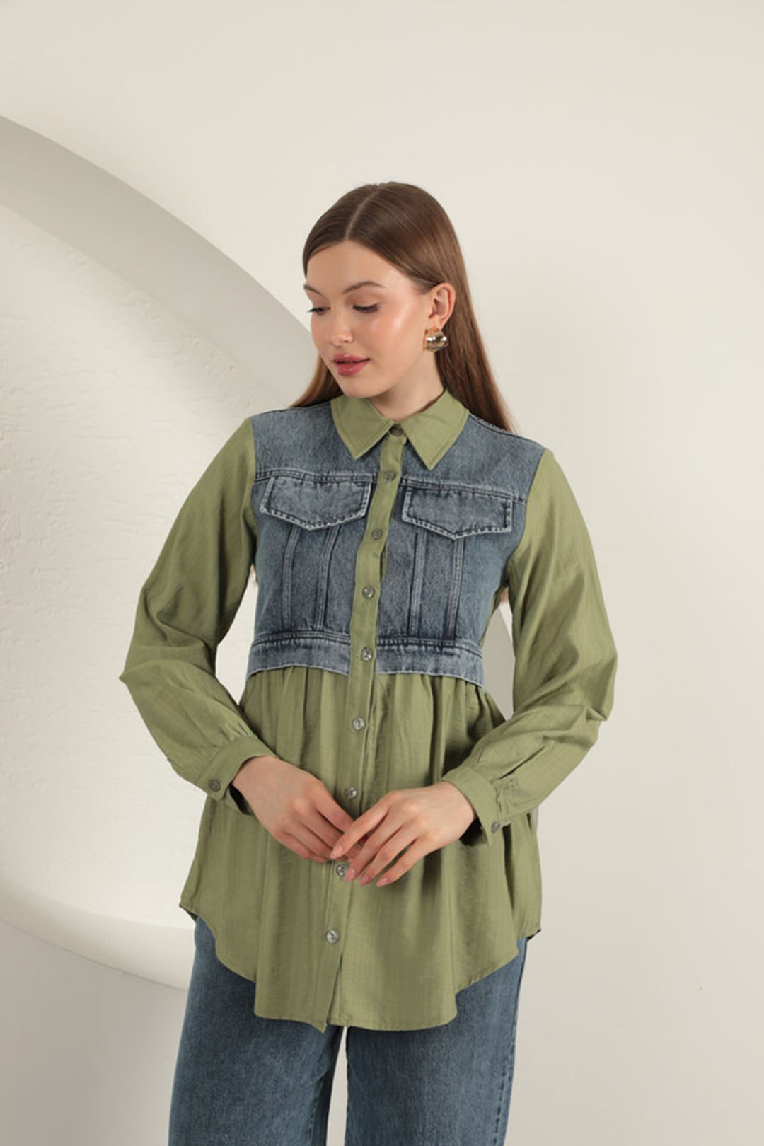 KKT Poplin Fabric Khaki Women's Shirt - Fafe