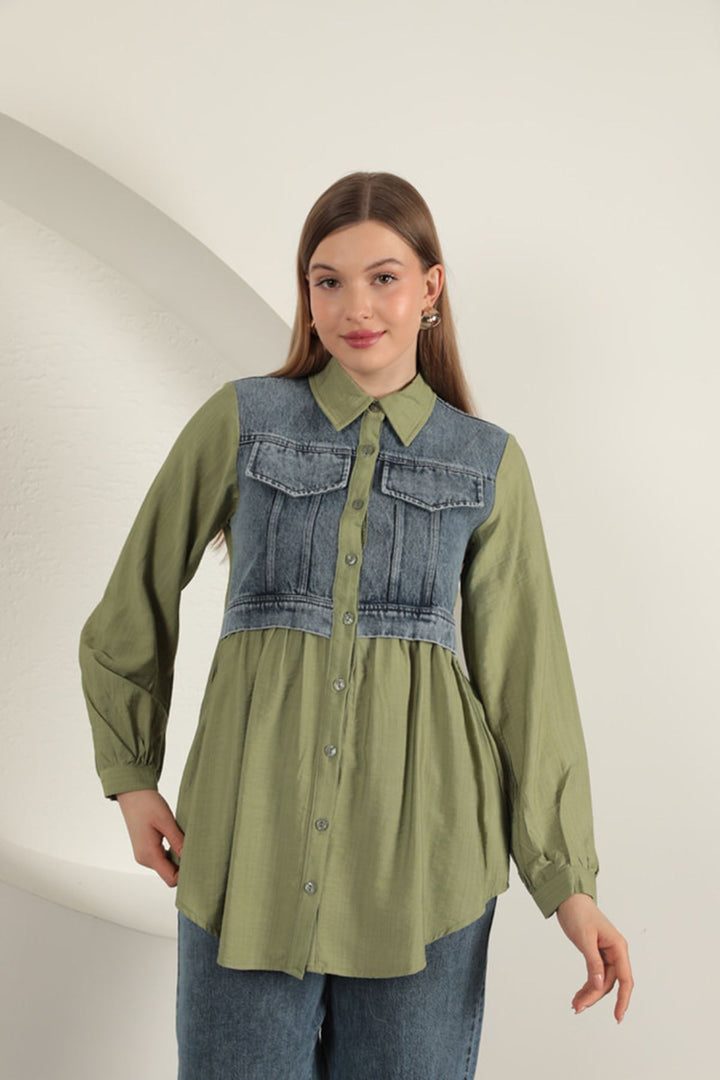 KKT Poplin Fabric Khaki Women's Shirt - Fafe