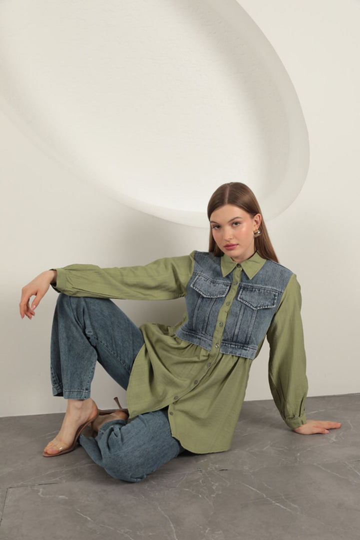 KKT Poplin Fabric Khaki Women's Shirt - Fafe