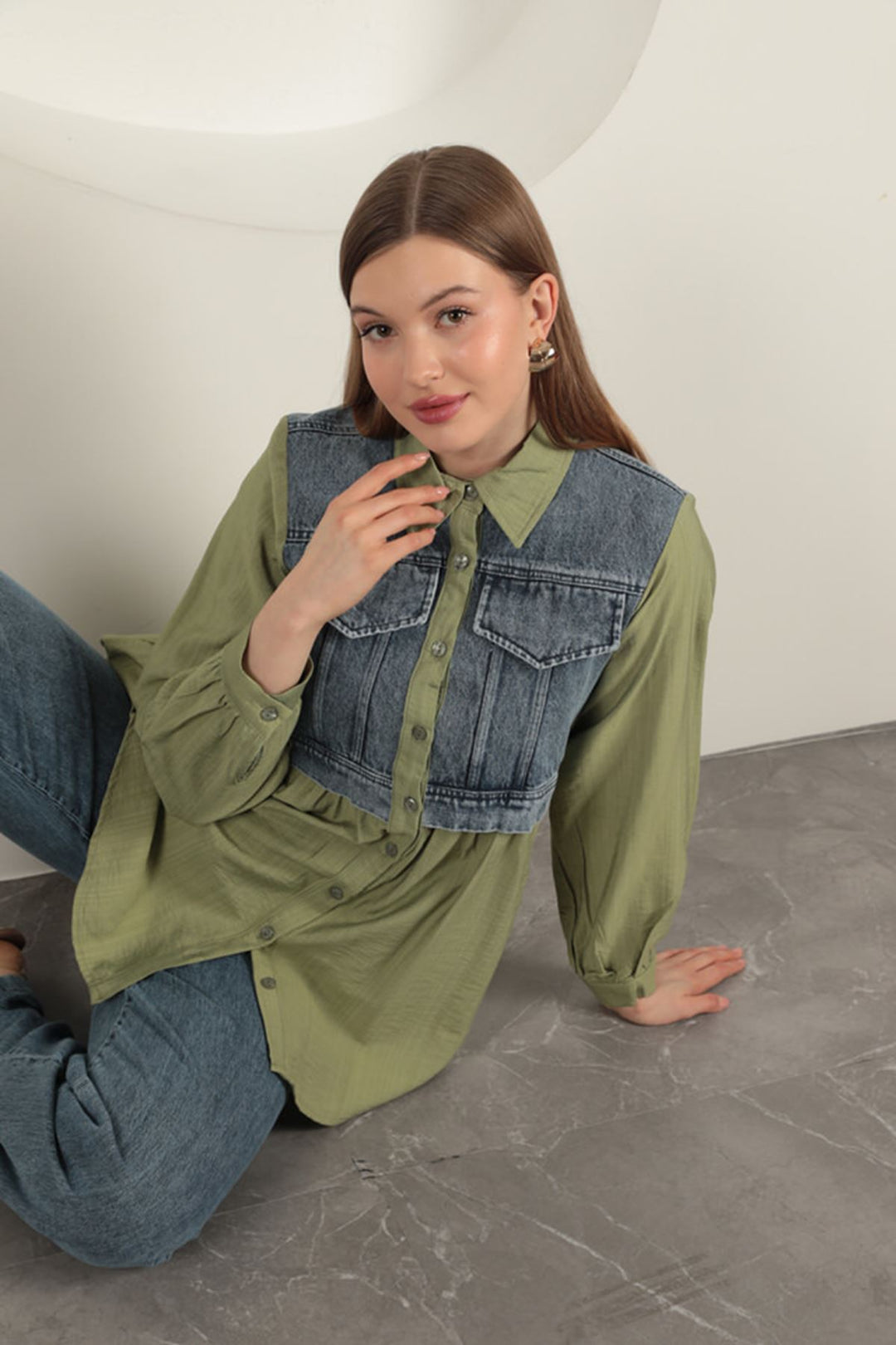 KKT Poplin Fabric Khaki Women's Shirt - Fafe