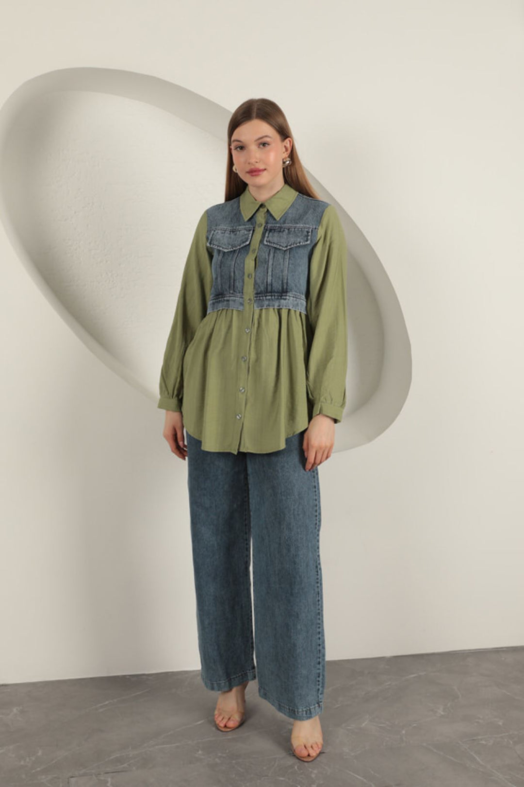 KKT Poplin Fabric Khaki Women's Shirt - Fafe