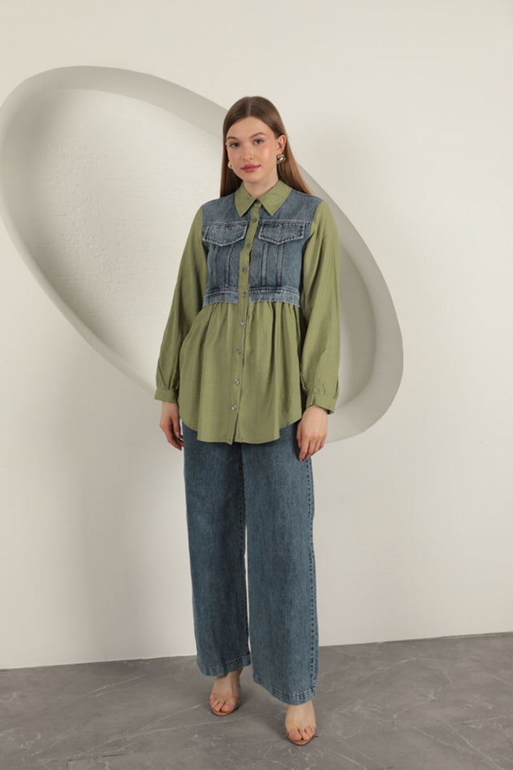 KKT Poplin Fabric Khaki Women's Shirt - Fafe