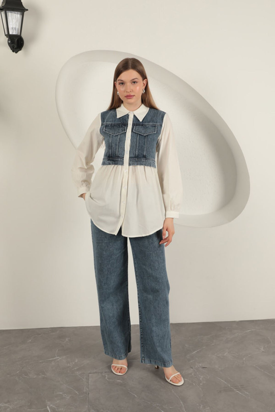 KKT Poplin Fabric Ecru Women's Shirt - Acatzingo