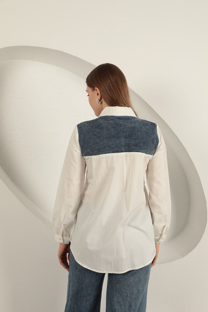KKT Poplin Fabric Ecru Women's Shirt - Acatzingo