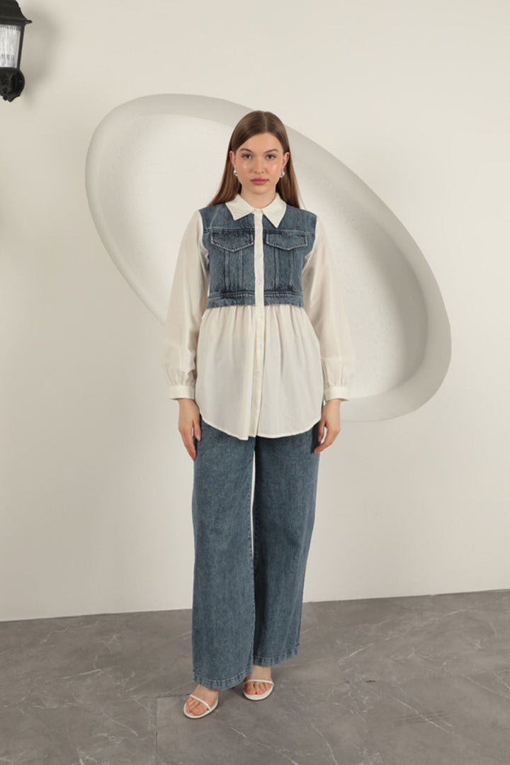 KKT Poplin Fabric Ecru Women's Shirt - Acatzingo