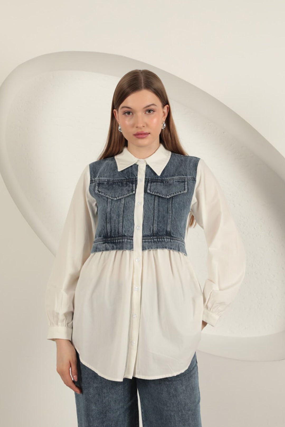 KKT Poplin Fabric Ecru Women's Shirt - Acatzingo