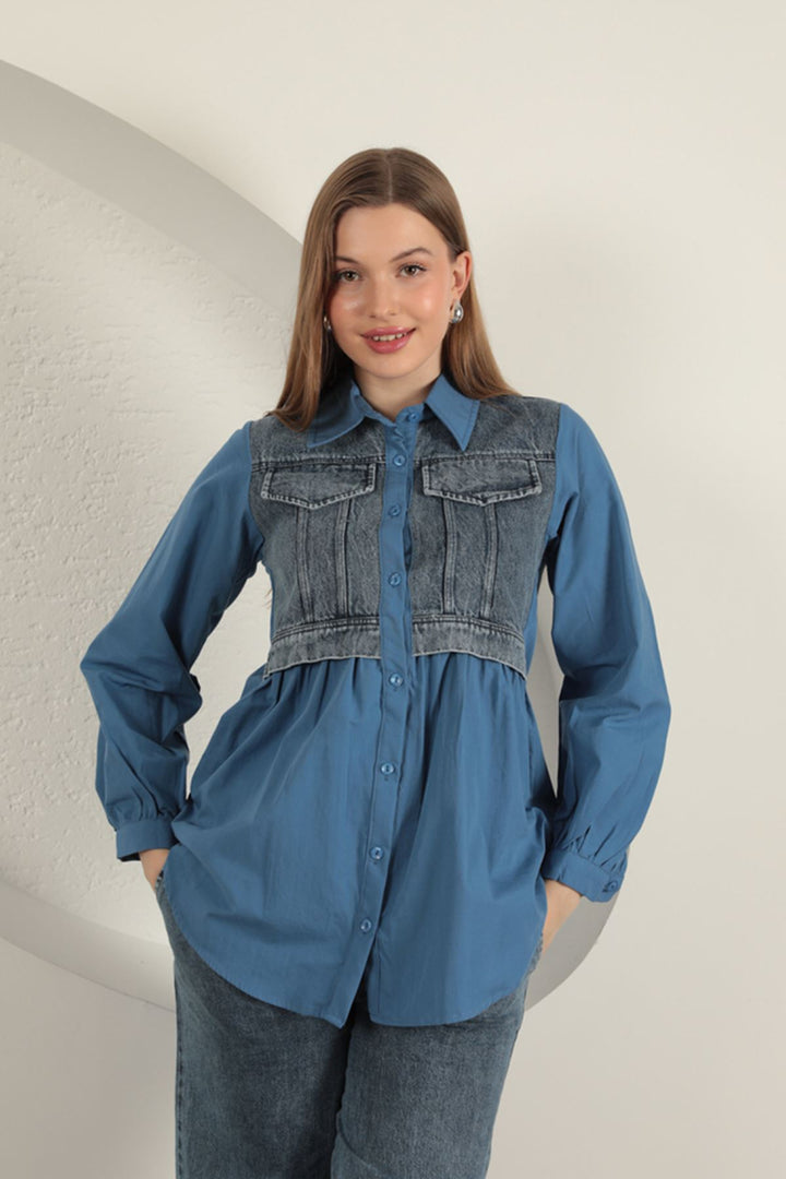 KKT Poplin Fabric Indigo Women's Shirt - Mislata