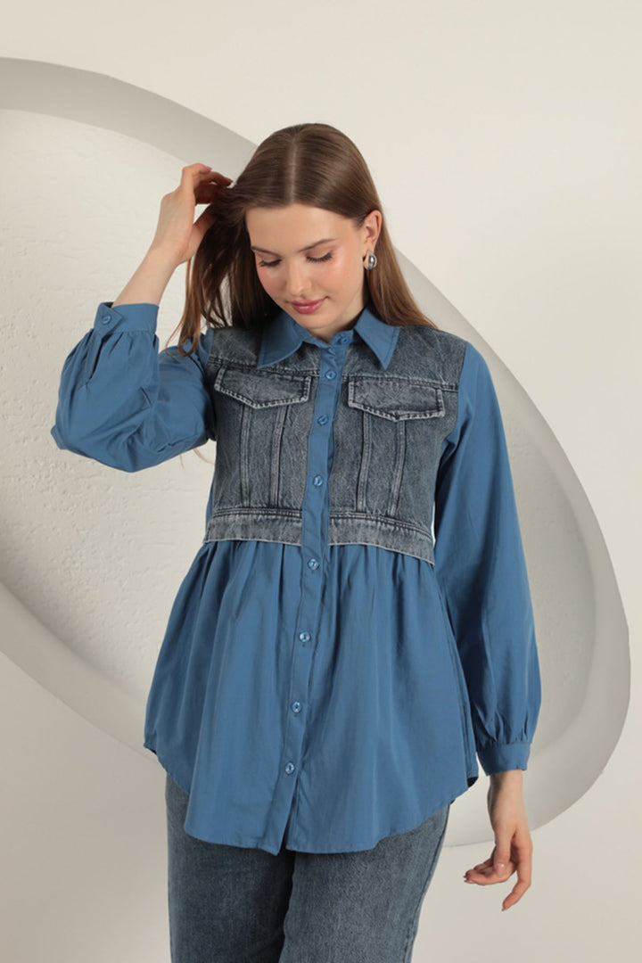 KKT Poplin Fabric Indigo Women's Shirt - Mislata