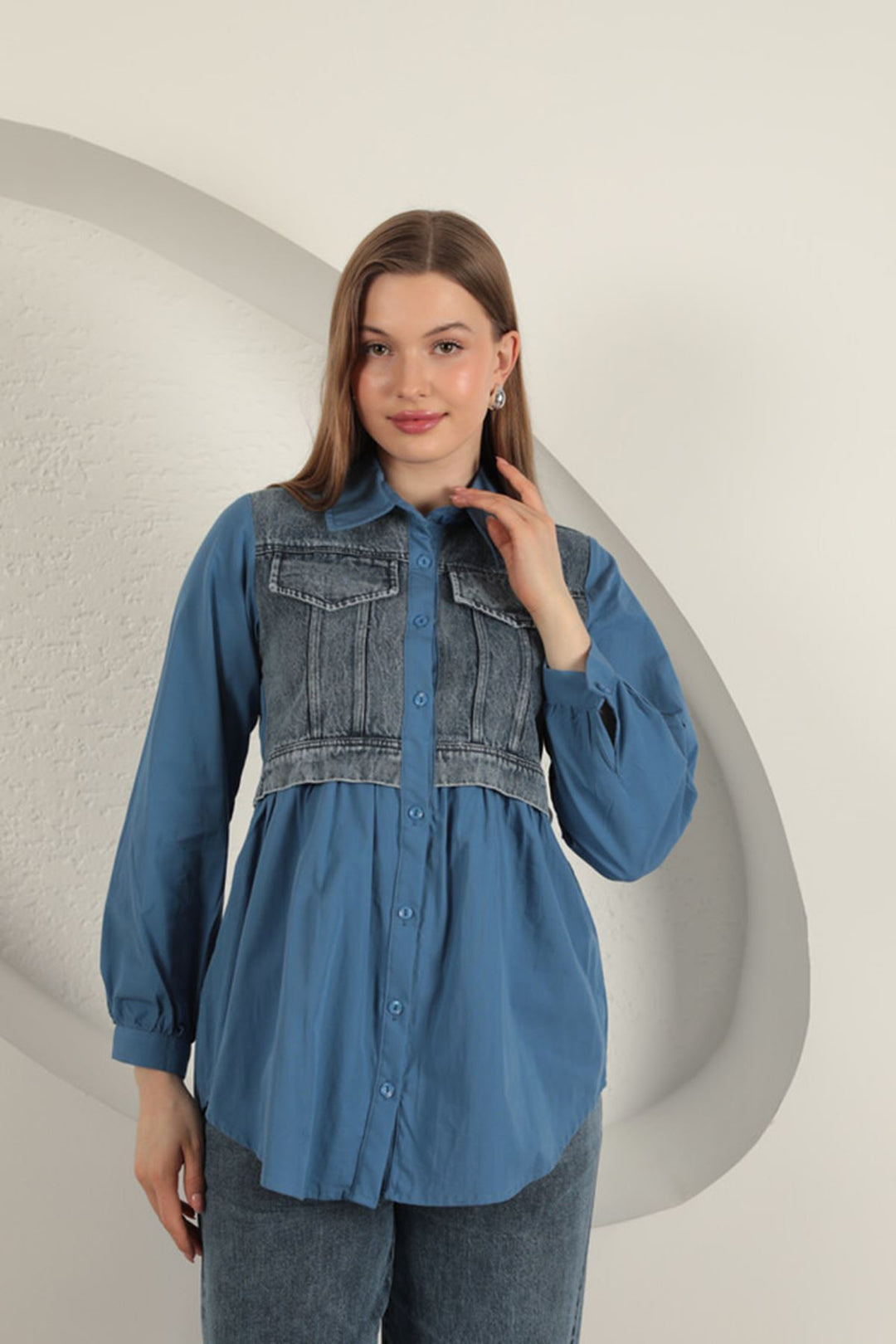 KKT Poplin Fabric Indigo Women's Shirt - Mislata