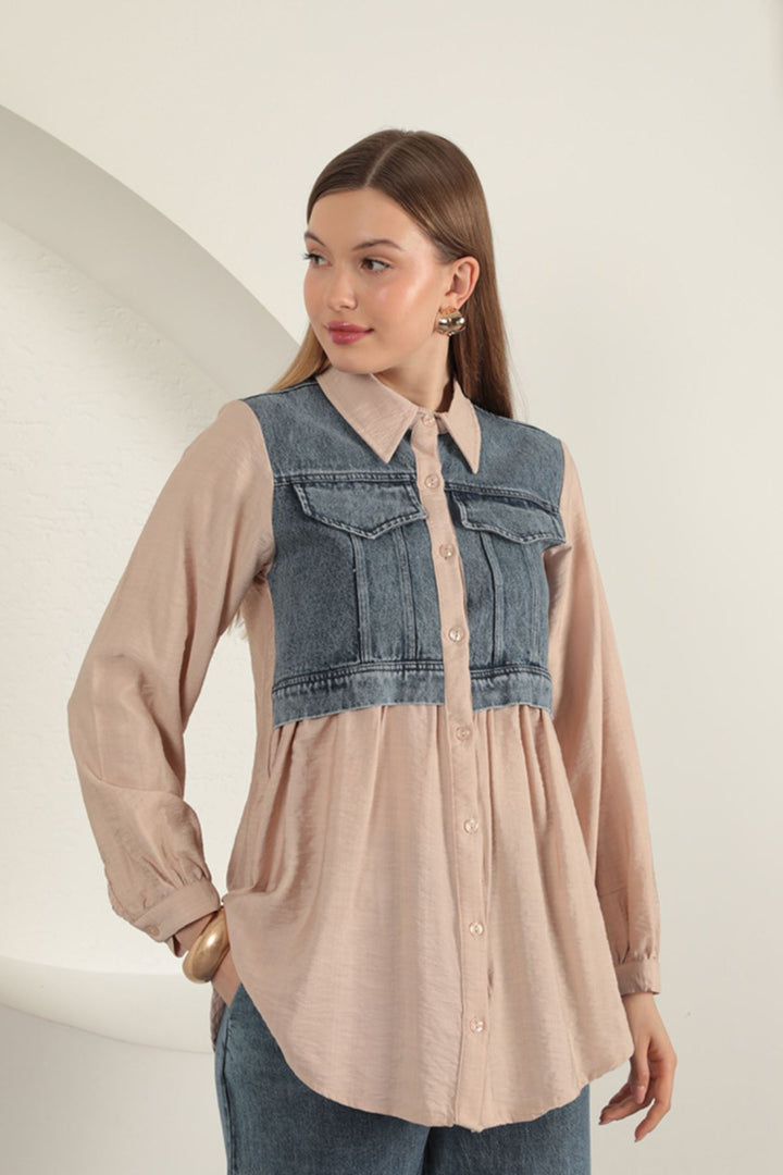 KKT Poplin Fabric Beige Women's Shirt - Northbrook