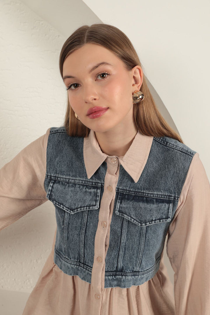 KKT Poplin Fabric Beige Women's Shirt - Northbrook