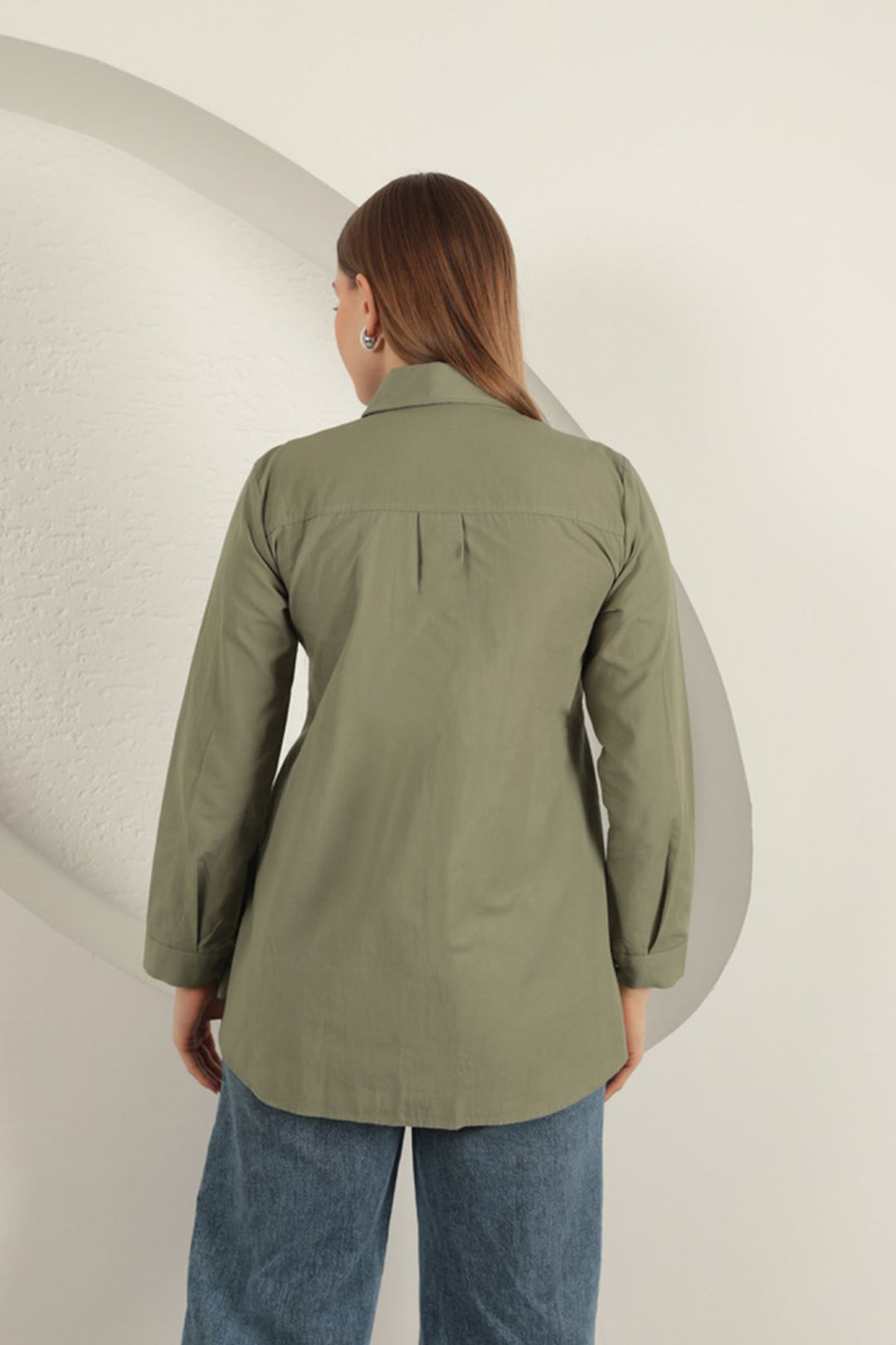 KKT Poplin Fabric Vest Detailed Women's Shirt-Khaki - Brownsville