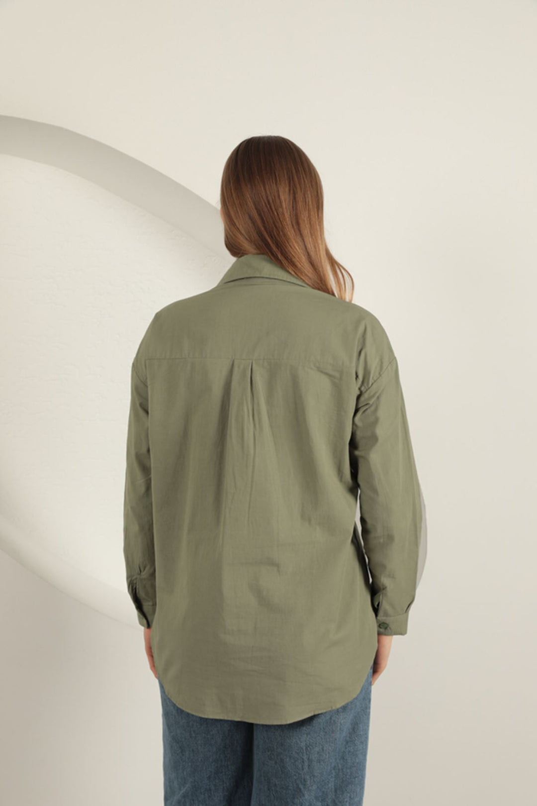 KKT Poplin Fabric Denim Garnish Khaki Women's Shirt - Klagenfurt