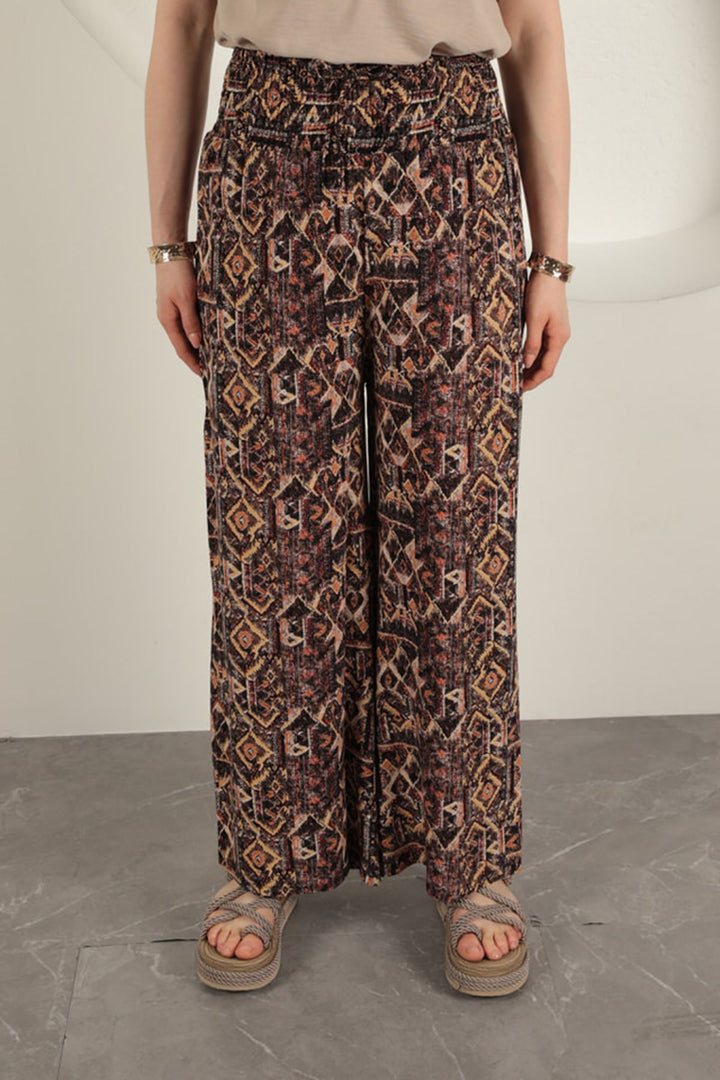KKT Viscose Fabric Patterned Trousers-Beige - Aalst