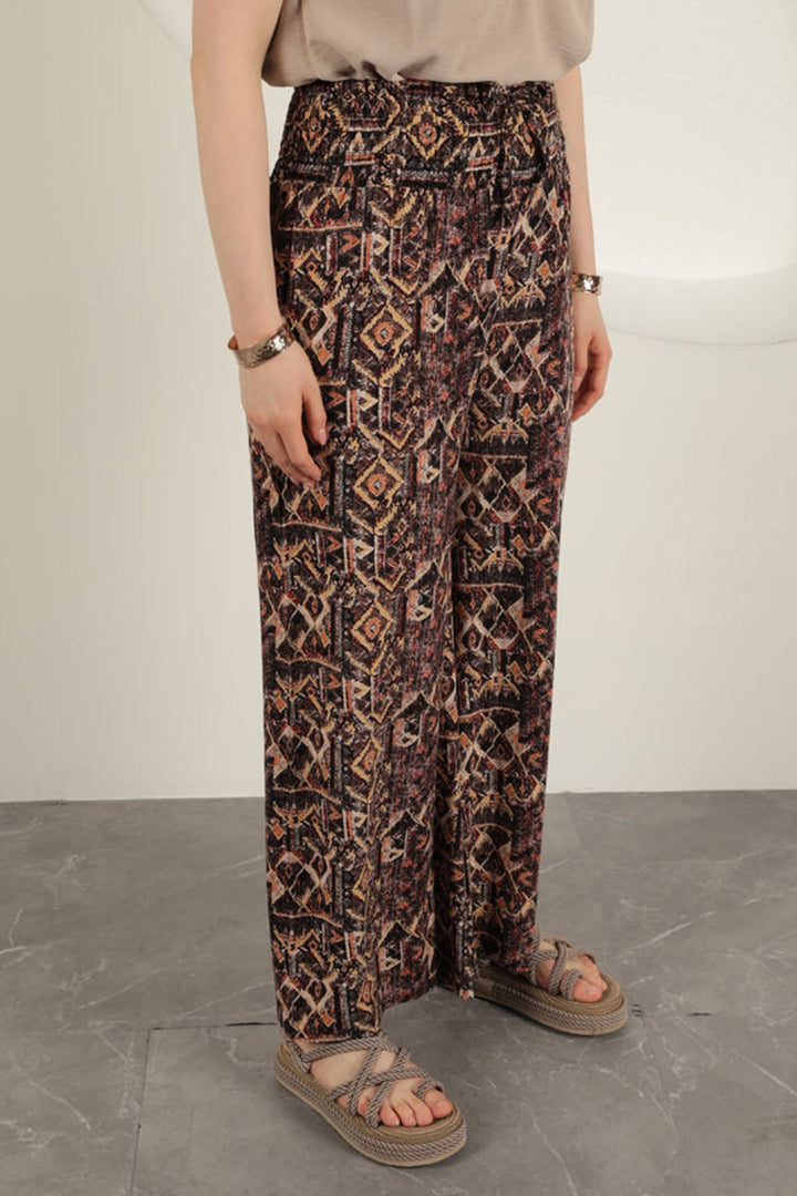 KKT Viscose Fabric Patterned Trousers-Beige - Aalst
