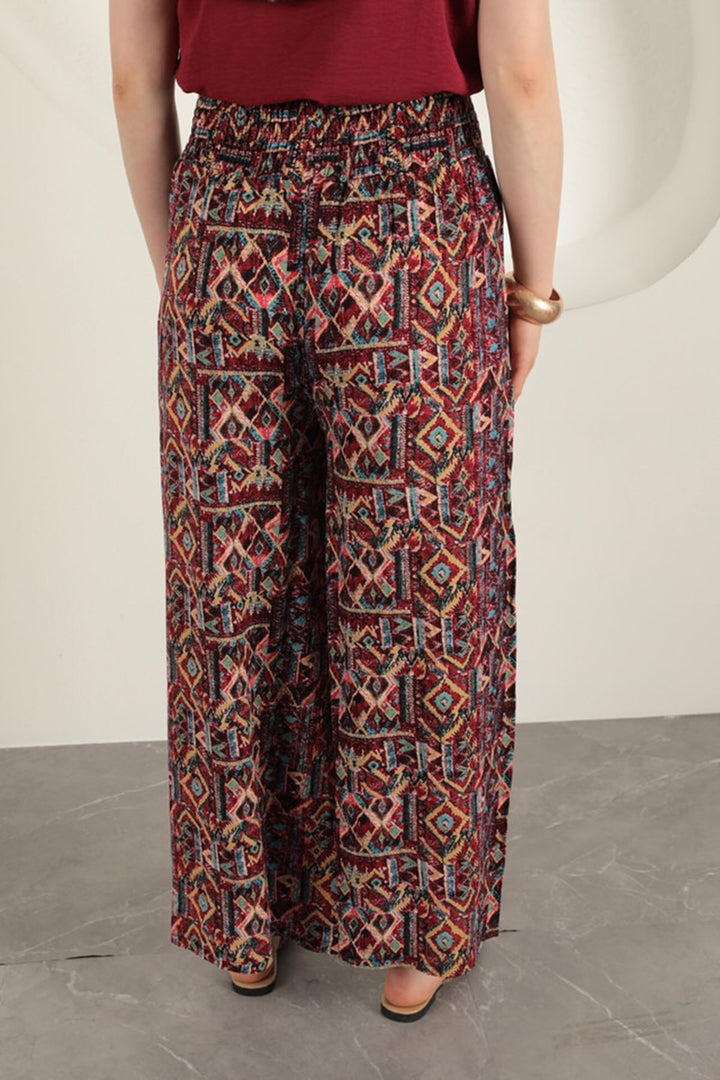 KKT Viscose Fabric Patterned Trousers-Red - Covington