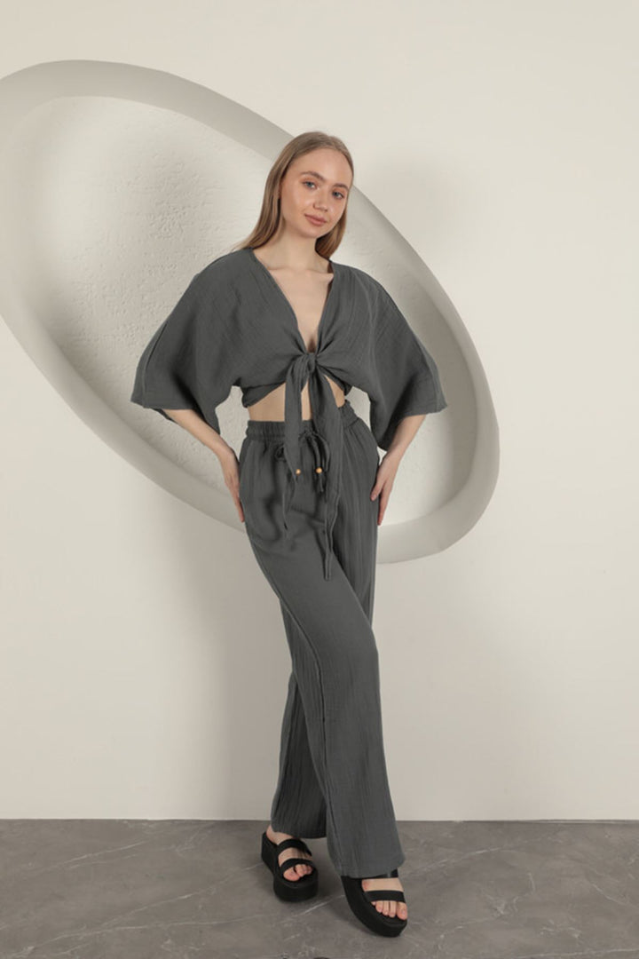 KKT Women's Wide Leg Trousers-Anthracite - Frankenthal